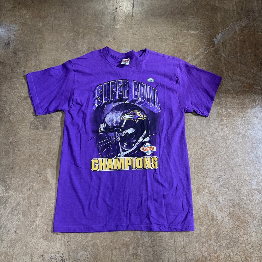 Baltimore Ravens Super Bowl XXXV Champions T-Shirt 2001 Mens Large